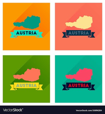 Concept flat icons with long shadow map of Austria vector image