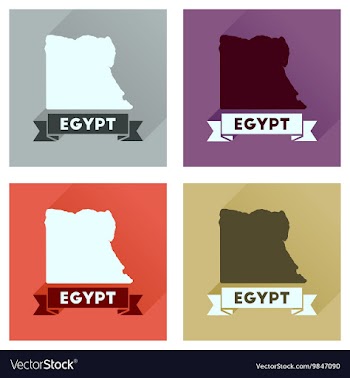 Concept flat icons with long shadow map of Egypt vector image