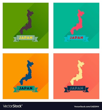 Concept flat icons with long shadow map of Japan vector image