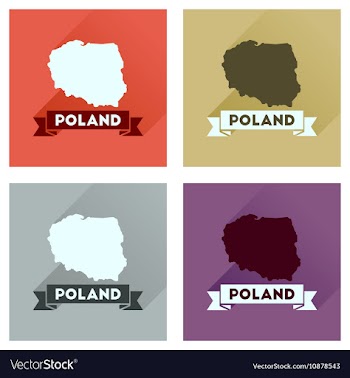 Concept flat icons with long shadow map of Poland vector image