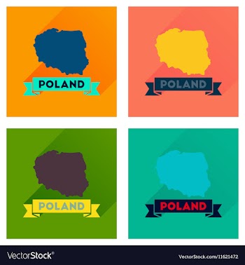Concept flat icons with long shadow map of Poland vector image