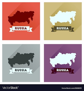 Concept flat icons with long shadow map of Russia vector image