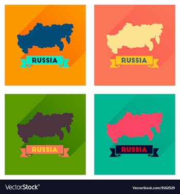 Concept flat icons with long shadow map of Russia vector image