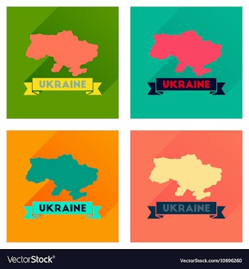 Concept flat icons with long shadow map of Ukraine vector image