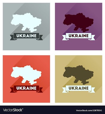 Concept flat icons with long shadow map of Ukraine vector image
