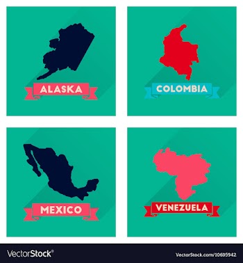 Concept flat icons with long shadow maps countries vector image