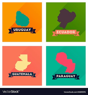 Concept flat icons with long shadow maps countries vector image