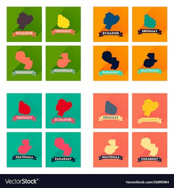 Concept flat icons with long shadow maps countries vector image