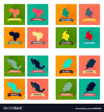 Concept flat icons with long shadow maps countries vector image