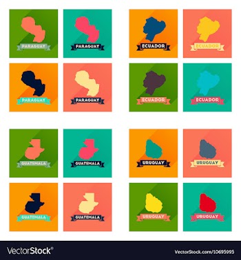 Concept flat icons with long shadow maps countries vector image