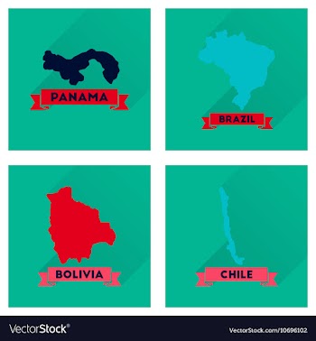 Concept flat icons with long shadow maps countries vector image