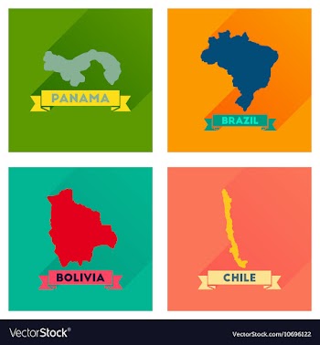 Concept flat icons with long shadow maps countries vector image