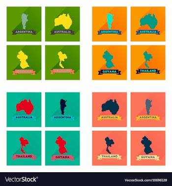 Concept flat icons with long shadow maps countries vector image