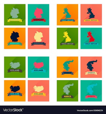 Concept flat icons with long shadow maps countries vector image