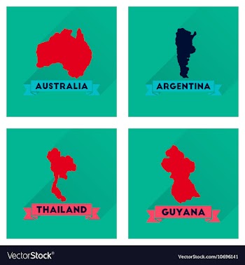 Concept flat icons with long shadow maps countries vector image