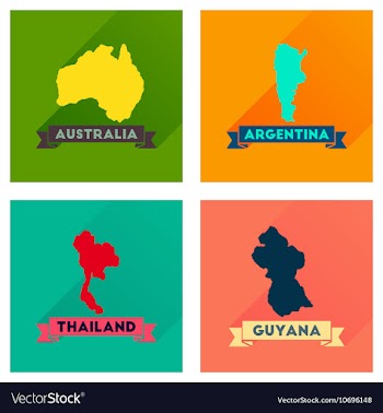 Concept flat icons with long shadow maps countries vector image