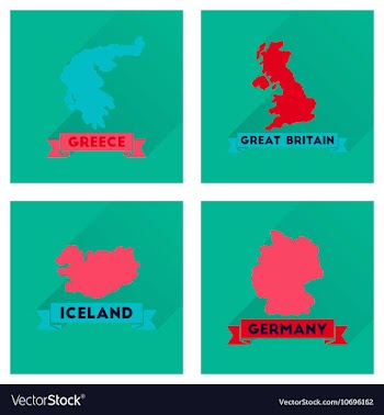 Concept flat icons with long shadow maps countries vector image