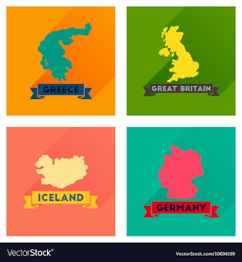 Concept flat icons with long shadow maps countries vector image