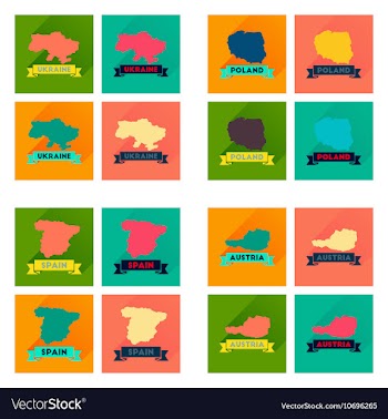 Concept flat icons with long shadow maps countries vector image