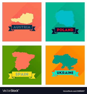 Concept flat icons with long shadow maps countries vector image