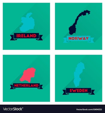 Concept flat icons with long shadow maps countries vector image