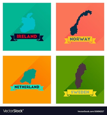Concept flat icons with long shadow maps countries vector image