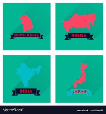 Concept flat icons with long shadow maps countries vector image