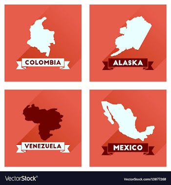 Concept flat icons with long shadow maps countries vector image