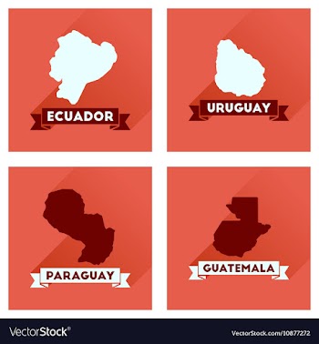 Concept flat icons with long shadow maps countries vector image