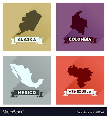 Concept flat icons with long shadow maps countries vector image