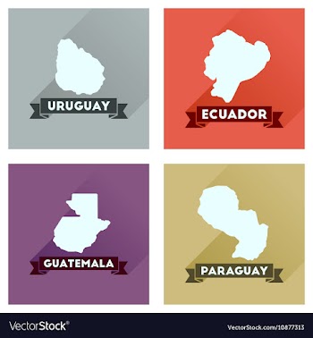 Concept flat icons with long shadow maps countries vector image