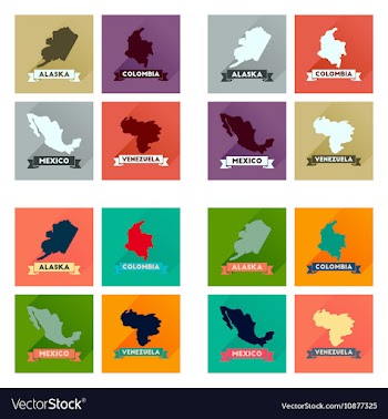 Concept flat icons with long shadow maps countries vector image