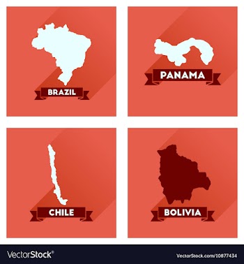 Concept flat icons with long shadow maps countries vector image