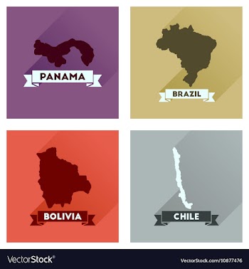 Concept flat icons with long shadow maps countries vector image