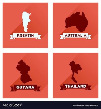 Concept flat icons with long shadow maps countries vector image