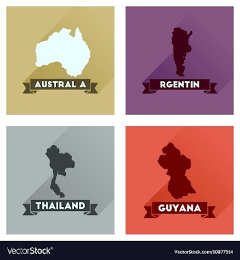 Concept flat icons with long shadow maps countries vector image
