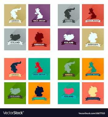Concept flat icons with long shadow maps countries vector image