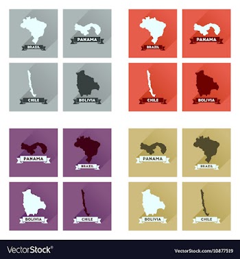 Concept flat icons with long shadow maps countries vector image