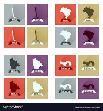 Concept flat icons with long shadow maps countries vector image