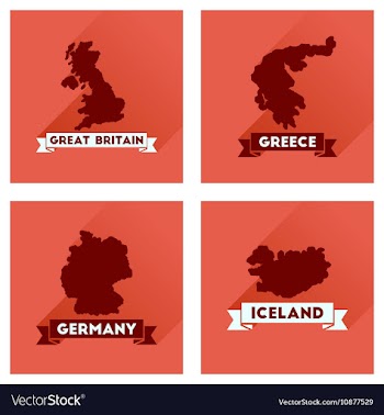 Concept flat icons with long shadow maps countries vector image