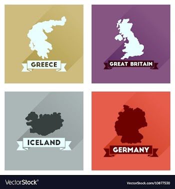 Concept flat icons with long shadow maps countries vector image