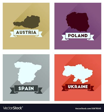 Concept flat icons with long shadow maps countries vector image