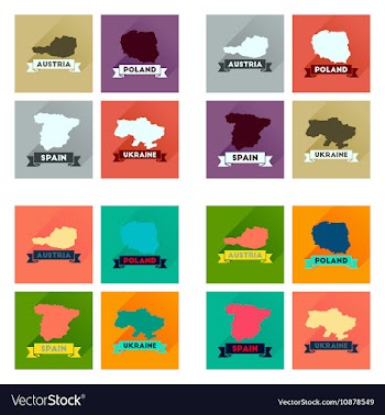 Concept flat icons with long shadow maps countries vector image
