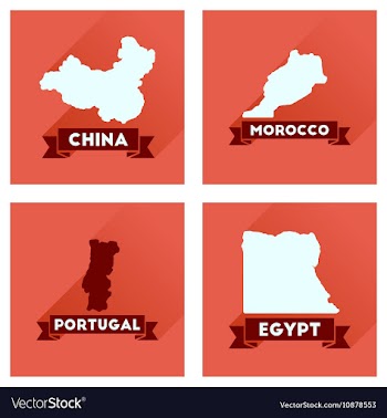 Concept flat icons with long shadow maps countries vector image