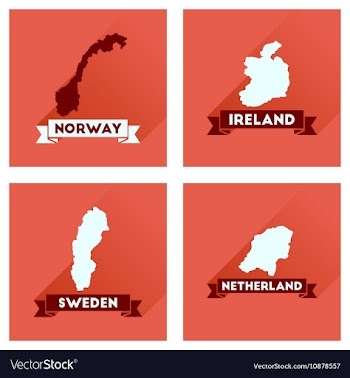 Concept flat icons with long shadow maps countries vector image