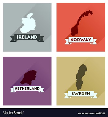 Concept flat icons with long shadow maps countries vector image