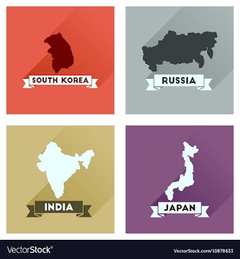 Concept flat icons with long shadow maps countries vector image