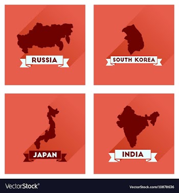 Concept flat icons with long shadow maps countries vector image
