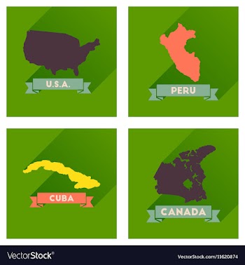 Concept flat icons with long shadow maps countries vector image