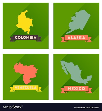 Concept flat icons with long shadow maps countries vector image